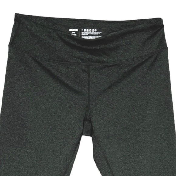 Reebok Women's Cropped Leggings Gray Pink Yoga‎ Capri Pant Logo Size Large - Picture 3 of 5